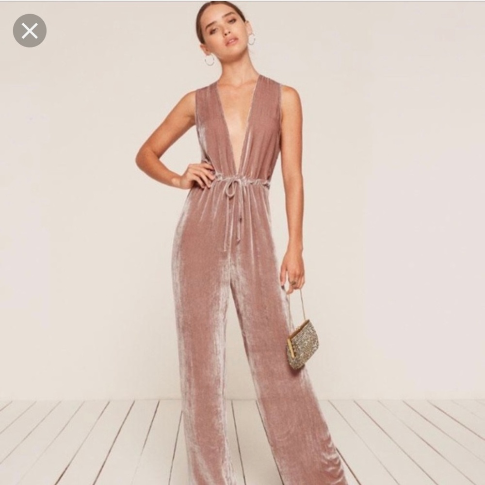 Reformation Holland jumpsuit pink velvet